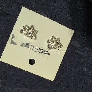 Belk Silver Crystal Flower Earrings